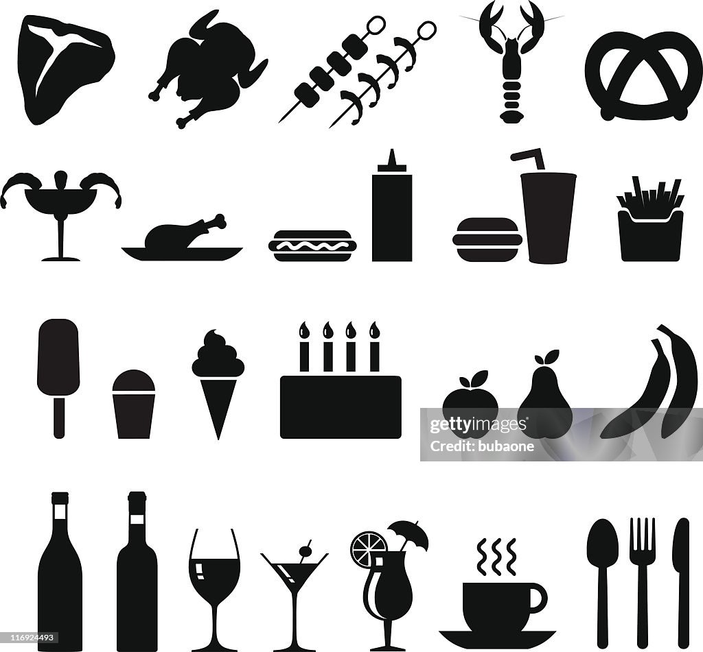 Food black and white royalty free vector icon set