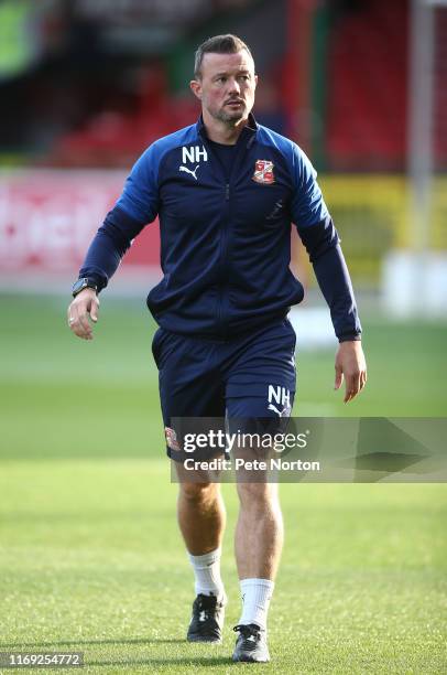 Swindon Town assistant manager Noel Hunt prior to the Sky Bet League Two match between Swindon Town and Northampton Town at The County Ground on...