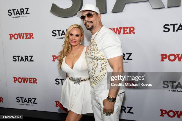 Ice T and Coco Austin at STARZ Madison Square Garden "Power" Season 6 Red Carpet Premiere, Concert, and Party on August 20, 2019 in New York City.