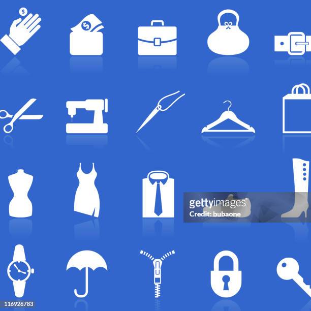 accessories repair royalty free vector icon set in knockout white - silver belt stock illustrations