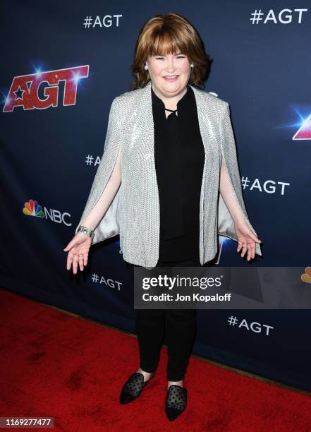 Susan Boyle attends "America's Got Talent" Season 14 Live Show Red Carpet at Dolby Theatre on August 20, 2019 in Hollywood, California.