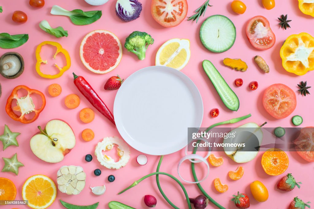 Colourful vegetables and fruits still life.