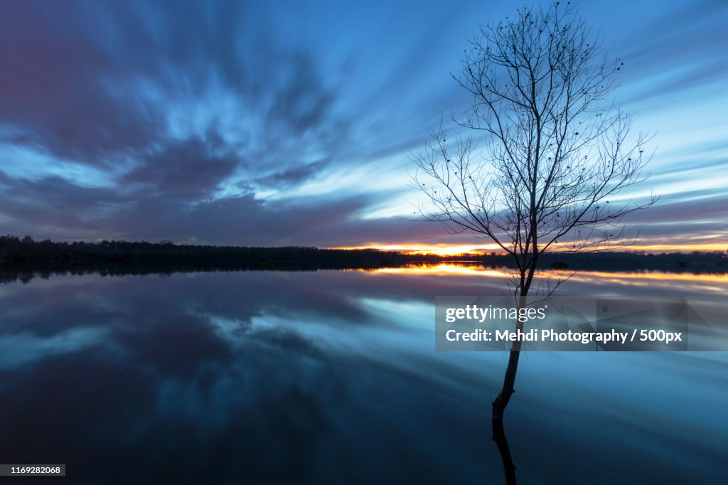 Sunset over lake
