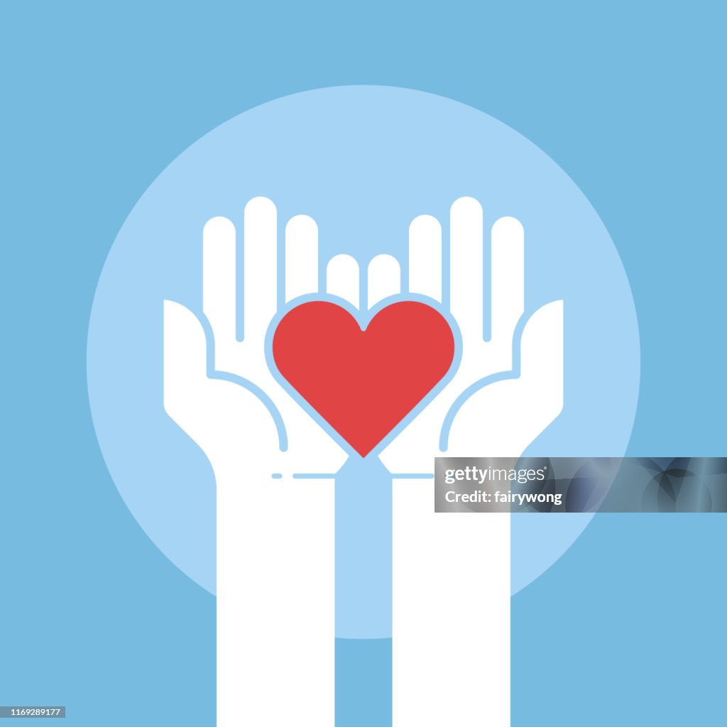 Heart in hands,donation concept,vector illustration