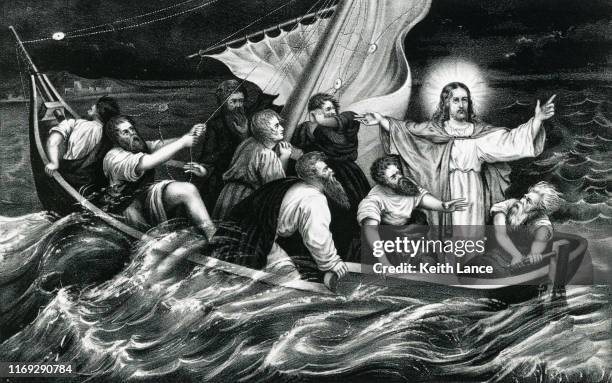 ilustrações, clipart, desenhos animados e ícones de jesus cristo stills o tempest - jesus calming the storm