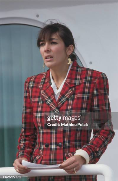 Tenerife, Mort du magnat et homme politique britannique Robert Maxwell. Ici, sa fille Ghislaine Maxwell sur le yacht de son père "Le Lady Ghislaine"....