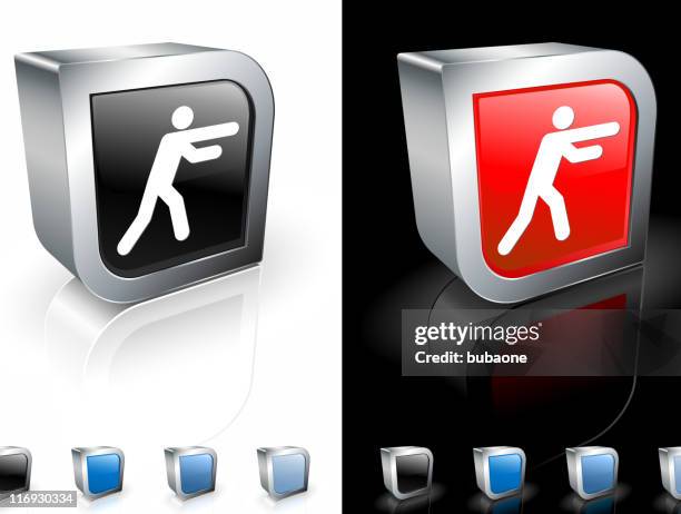 boxing man 3d computer icon in red and black - boxer training stock illustrations