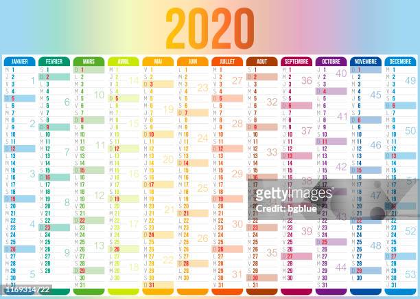 stockillustraties, clipart, cartoons en iconen met franse kalender 2020 - 2019 2020 calendar