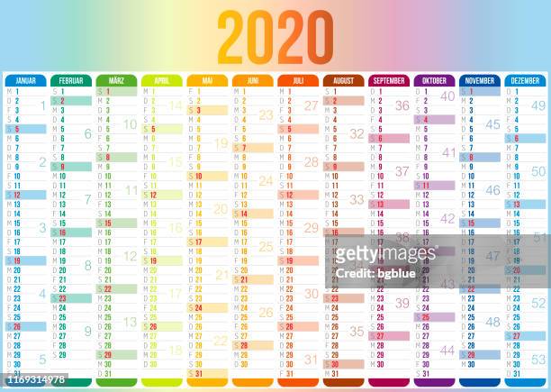 deutscher kalender 2020 - 2020 calendar stock-grafiken, -clipart, -cartoons und -symbole