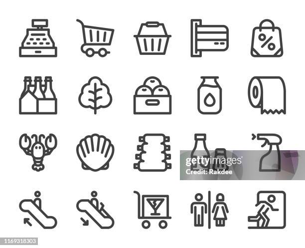 supermarket - bold line icons - shrimp with lobster sauce stock illustrations