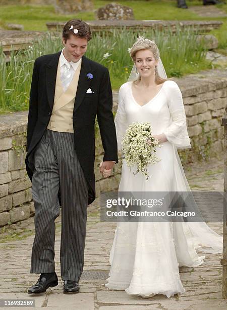 Laura Parker Bowles and Harry Lopes during Laura Parker Bowles and Harry Lopes - Wedding - Outside Arrivals at St Cyriac's Church in Lacock, Great...