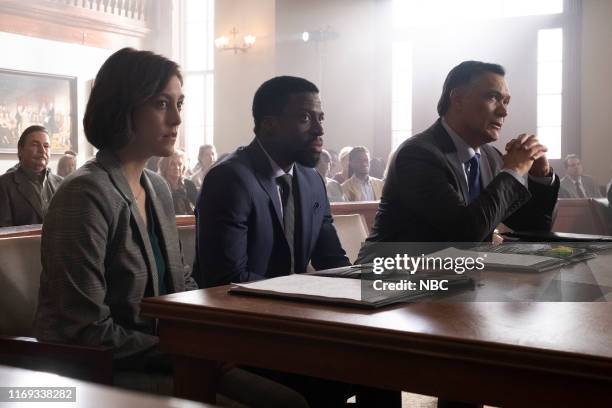 Pilot" Episode 101 -- Pictured: Caitlin McGee as Sydney Strait, Michael Luwoye as Anthony Little, Jimmy Smits as Elijah Strait --