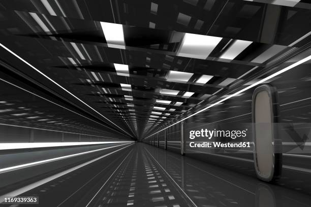 futuristic dark passageway, 3d rendering - oberlicht stock-grafiken, -clipart, -cartoons und -symbole