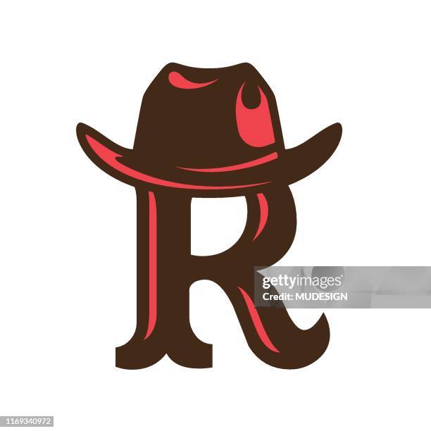 ilustrações de stock, clip art, desenhos animados e ícones de creative cowboy logo - chapéu de cowboy