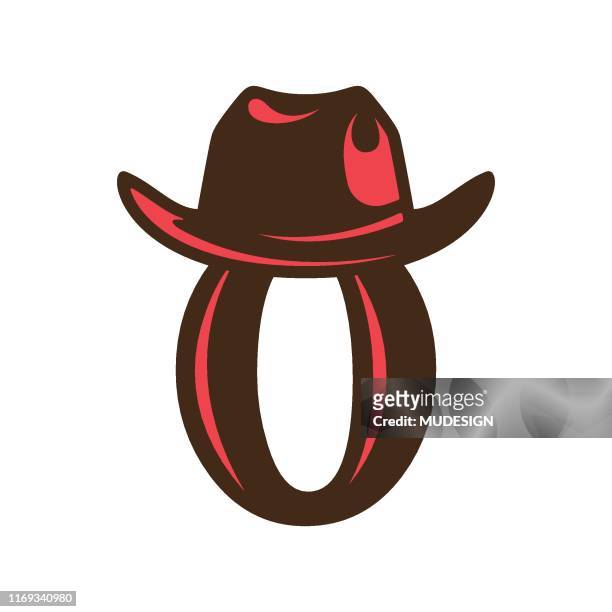 kreatives cowboy-logo - buchstabe o stock-grafiken, -clipart, -cartoons und -symbole