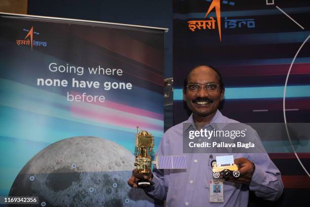 Dr K Sivan, Chairman of the Indian space agency, widely known as the Rocket Man of India, celebrates the successful lunar capture of the...