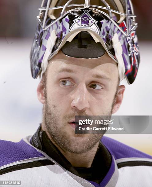 Jason LaBarbera of the Los Angeles Kings during the game against the Colorado Avalanche on December 28, 2005 at Pepsi Center in Denver, Colorado.