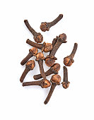 Top view of spice cloves on white background