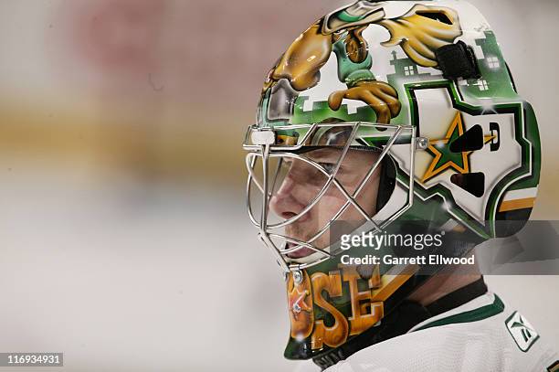 Johan Hedberg of the Dallas Stars prior to the game against the Colorado Avalanche on January 26, 2006 at Pepsi Center in Denver, Colorado.