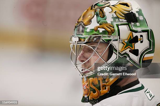 Johan Hedberg of the Dallas Stars prior to the game against the Colorado Avalanche on January 26, 2006 at Pepsi Center in Denver, Colorado.