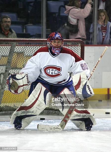 Montreal Canadiens' goalie Jose Theodore during the pre-game warm-ups versus the Buffalo Sabres at the HSBC Arena in Buffalo, NY, February 09, 2006....