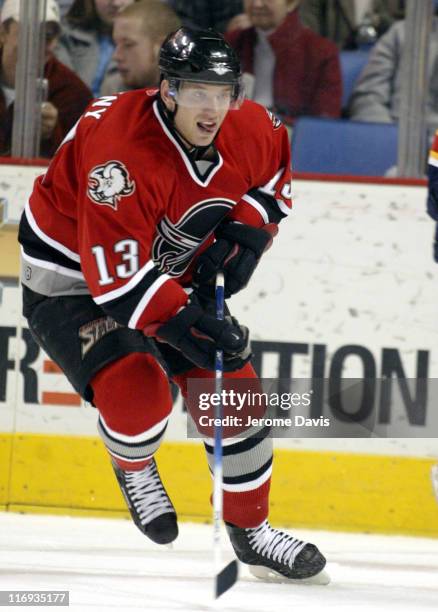 Buffalo Sabres' Jiri Novotny rushes up ice during the game versus the Florida Panthers at the HSBC Arena in Buffalo, NY, February 11, 2006. The...