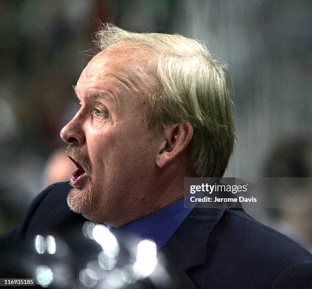 Buffalo Sabres' Head Coach Lindy Ruff yells at the ref during the game versus the Florida Panthers at the HSBC Arena in Buffalo, NY, February 11,...