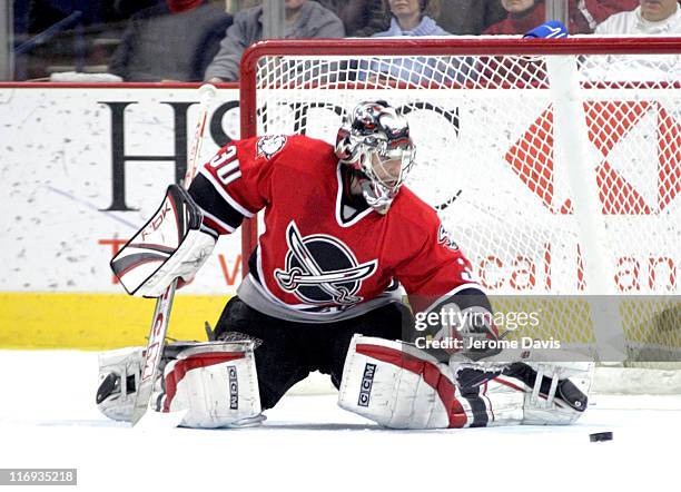 Buffalo Sabres' goalie Ryan Miller during the game versus the Florida Panthers at the HSBC Arena in Buffalo, NY, February 11, 2006. The Sabres...