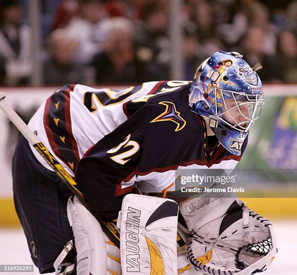 Atlanta Thrashers' Kari Lehtonen during a game versus the Buffalo Sabres at the HSBC Arena in Buffalo, NY, March 1, 2006. Atlanta defeated Buffalo 4...