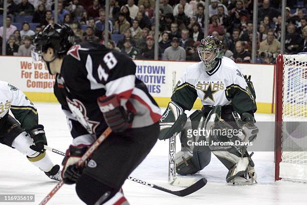 The Dallas Stars goaltender Marty Turco readies himself in goal during a game versus the Buffalo Sabres at the HSBC Arena in Buffalo, NY, December...