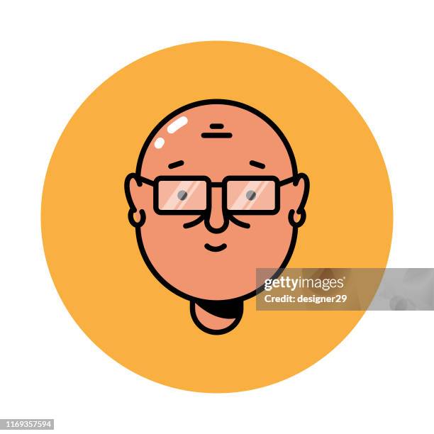 user hairless and glasses male avatar and profile picture flat design. - mixed age range stock illustrations