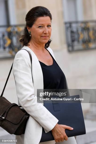 French Health and Social Affairs Minister Agnes Buzyn leaves the Elysee Presidential Palace after a weekly cabinet at Elysee Palace on August 21,...