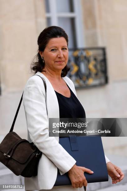 French Health and Social Affairs Minister Agnes Buzyn leaves the Elysee Presidential Palace after a weekly cabinet at Elysee Palace on August 21,...