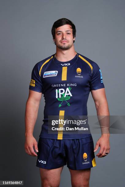 Francois Venter of Worcester Warriors poses during the Worcester Warriors Squad Photo Call at Sixways on August 21, 2019 in Worcester, England.