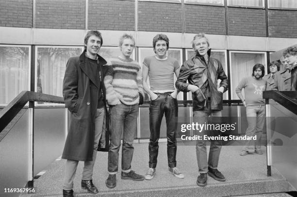 British punk rock band The Sex Pistols, UK, 2nd December 1976; they are Glen Matlock, Johnny Rotten, Steve Jones, Paul Cook.