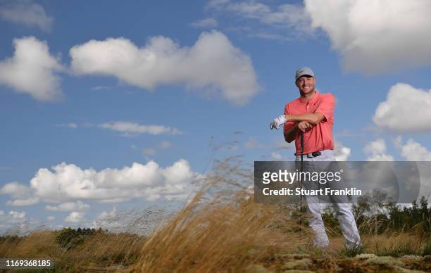 Alex Noren of Sweden poses for a photograph prior to the start of the Scandinavian Invitation at The Hills Golf and Sports Club on August 21, 2019 in...