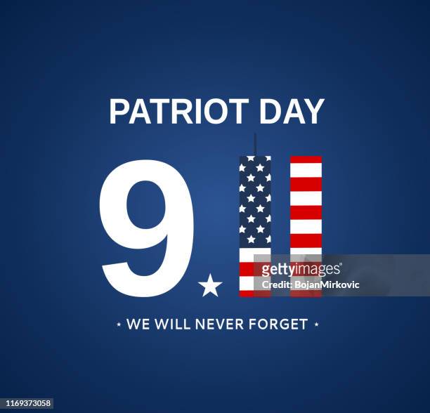 patriot day 9/11 usa card, september 11. we will never forget. vector - ninth stock illustrations