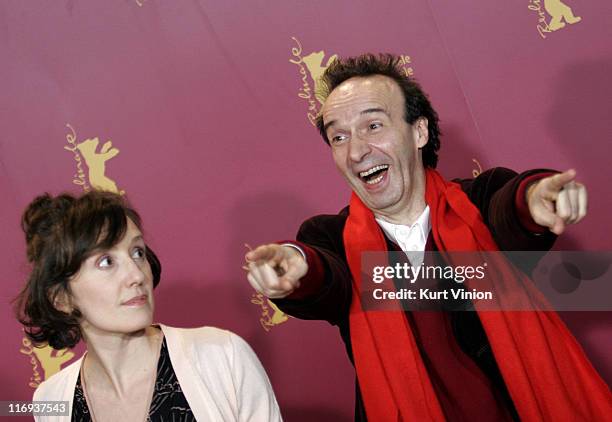 Nicoletta Braschi and Roberto Benigni during 56th Berlinale International Film Festival - "The Tiger and the Snow" - Photocall at Berlinale in...