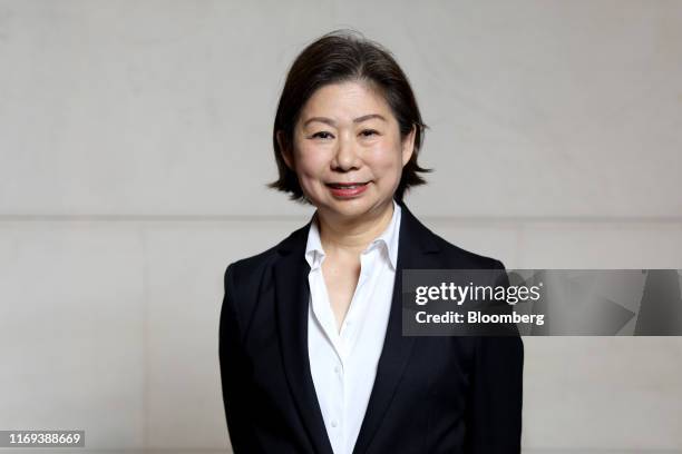 Teresita Sy-Coson, vice chairman of SM Investments Corp., poses for a photograph following a Bloomberg Television interview at the Milken Institute...