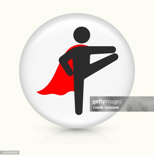 superhero with cape stretching icon - superman exercise stock illustrations