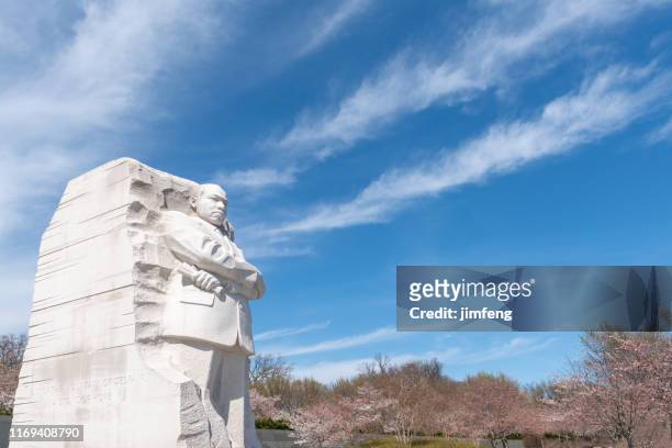 during national cherry blossom festival, martin luther king jr. memorial, washington dc.usa - martin luther king center stock pictures, royalty-free photos & images