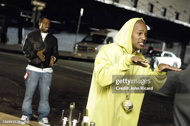 Cam'ron and Kanye West during Cam'ron on the Set of "Down and Out" Music Video - April 21, 2005 at Meat Packing Distict in New York, New York, United...