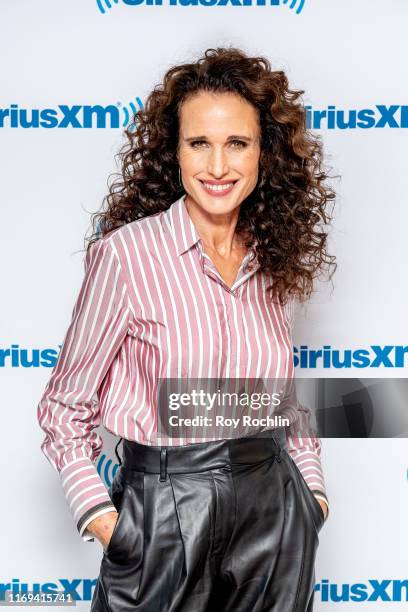 Actress Andie MacDowell visits SiriusXM Studios on August 21, 2019 in New York City.