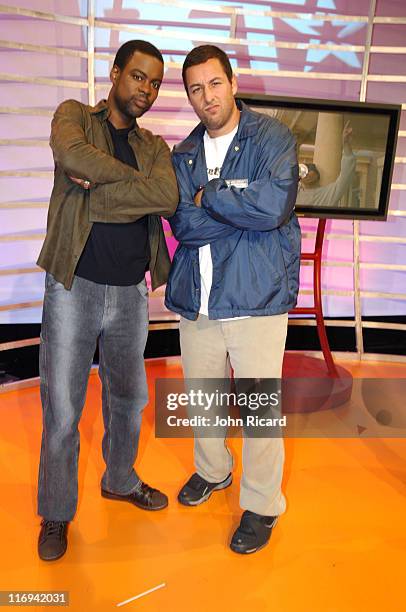 Chris Rock and Adam Sandler during Chris Rock and Adam Sandler Visit BET's "106 & Park" - May 26, 2005 at BET Studios in New York City, New York,...