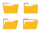 Folder icon set. Flat style. Vector