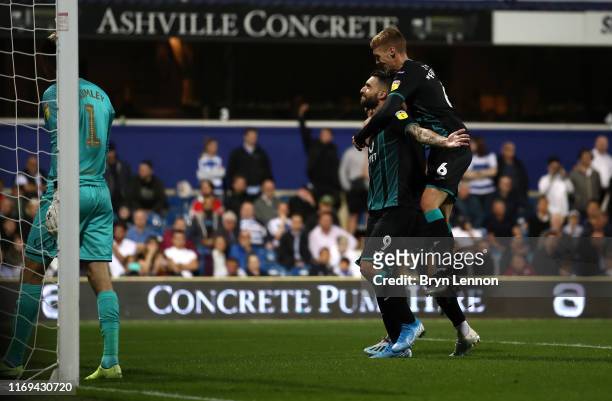 Borja Bastón of Swansea celebrates after scoreing from the penalty spot during the Sky Bet Championship match between Queens Park Rangers and Swansea...