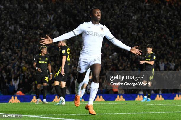 Eddie Nketiah of Leeds United celebrates during the Sky Bet Championship match between Leeds United and Brentford at Elland Road on August 21, 2019...