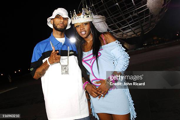 Remy Ma and Swizz Beatz during Remy Ma on Location for "Whuteva" Music Video - July 13, 2005 at Queens in New York City, New York, United States.