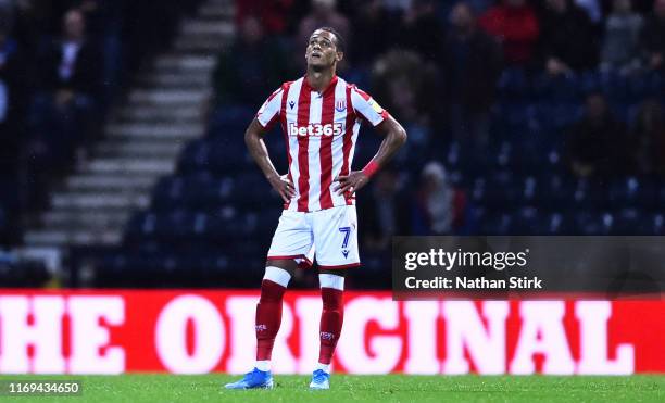 Tom Ince of Stoke City looks on after they concede a third goal during the Sky Bet Championship match between Preston North End and Reading at...