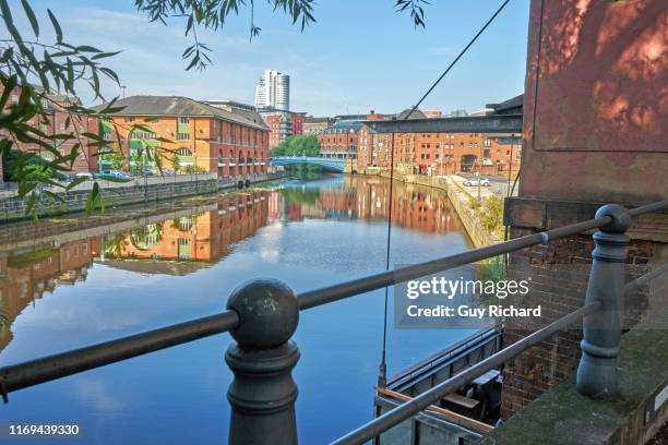 river aire in leeds, england - leeds canal stock pictures, royalty-free photos & images